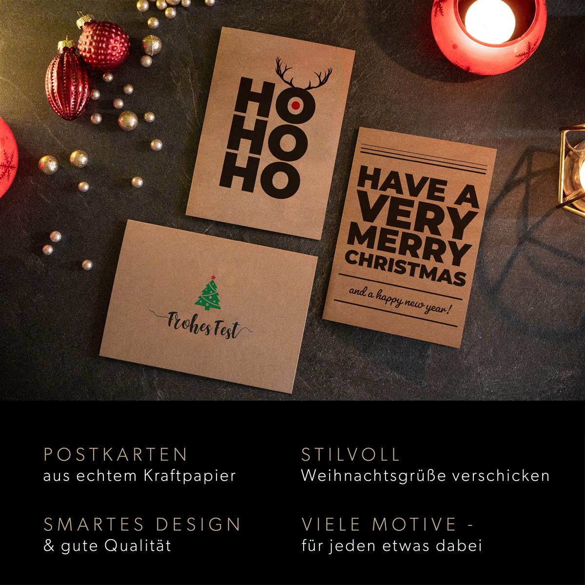 Christmas Design-Postkarten + Umschläge