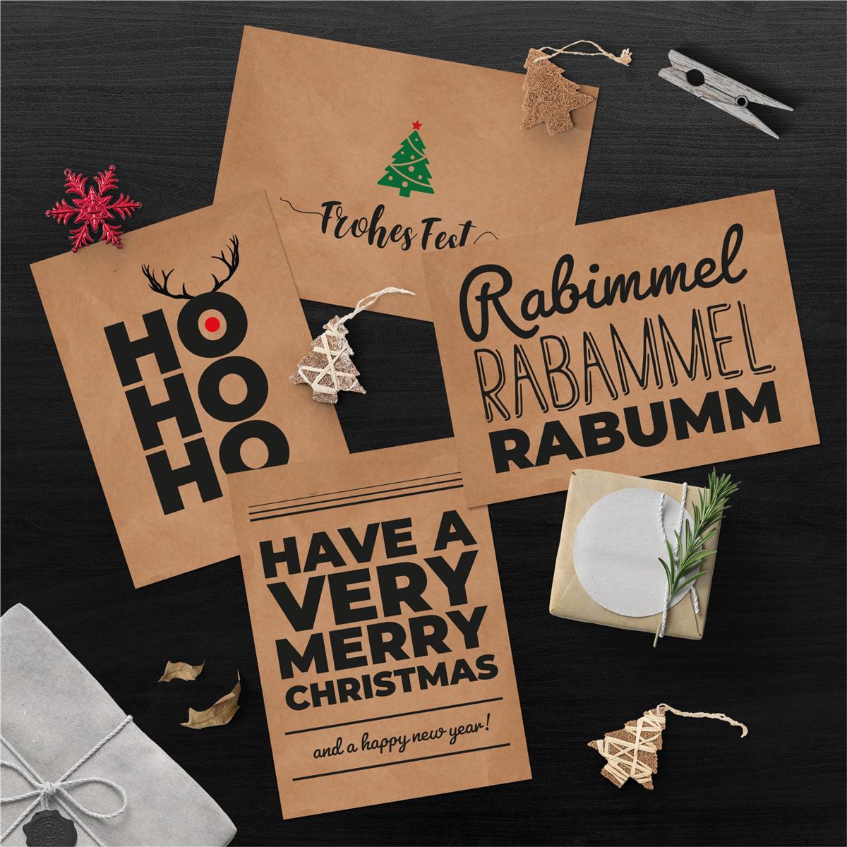 Christmas Design-Postkarten + Umschläge