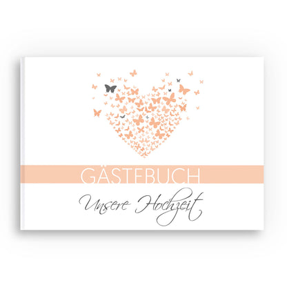 Gästebuch mit Fragen - Butterflyheart apricot